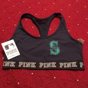 NWT Seattle Mariners PINK collection sports bra L